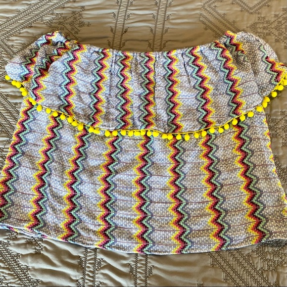 Glamorous Mexican Inspired Pompom Fringe Off Shoulder Top - Picture 9 of 13